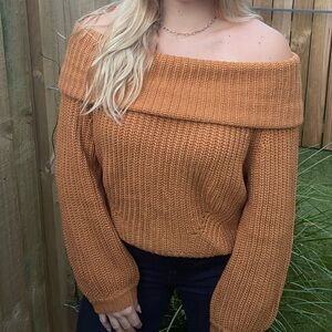 Lulus burnt orange off the shoulder sweater